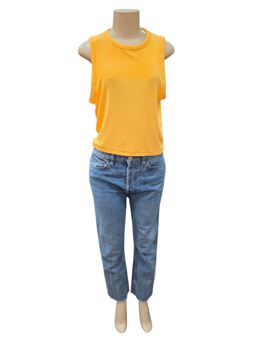 NWT rag & bone Cropped Rib Tank Top in Yellow Size M